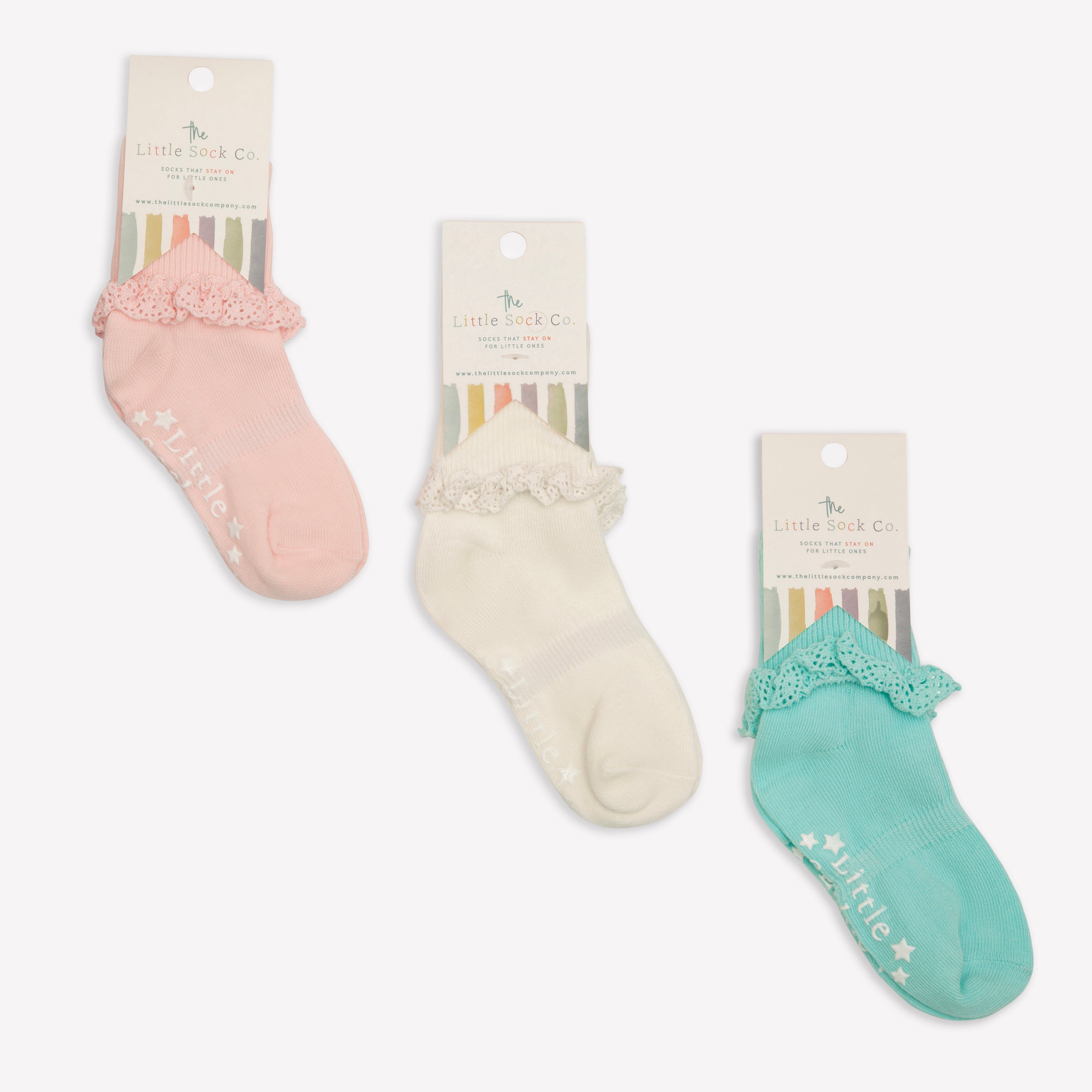 Gift Box of Socks - 3 Pairs of Frilly Non-Slip Stay-on Socks