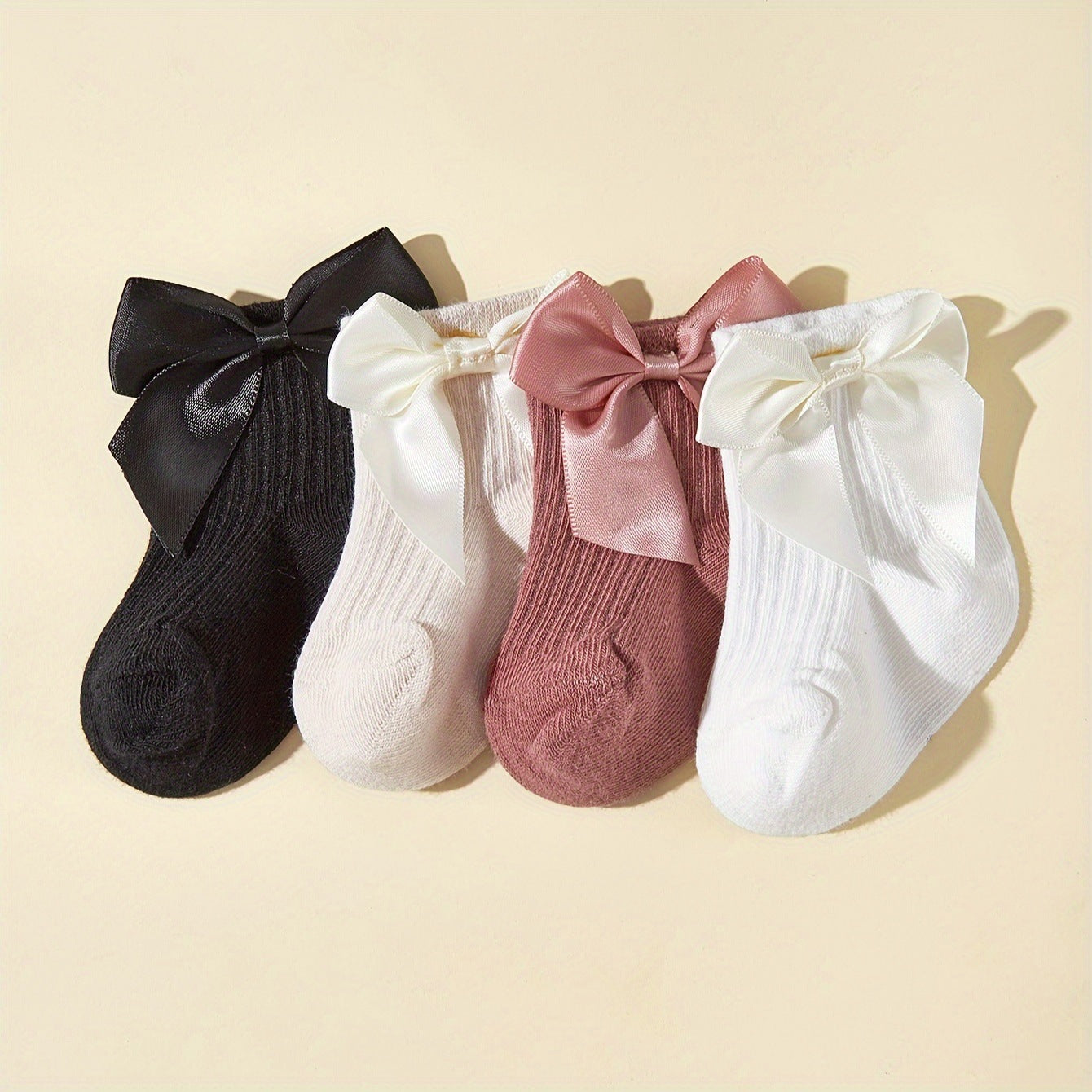 Satin Bow Pure Cotton Baby Socks