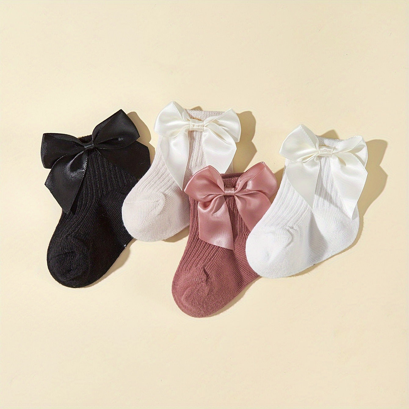 Satin Bow Pure Cotton Baby Socks