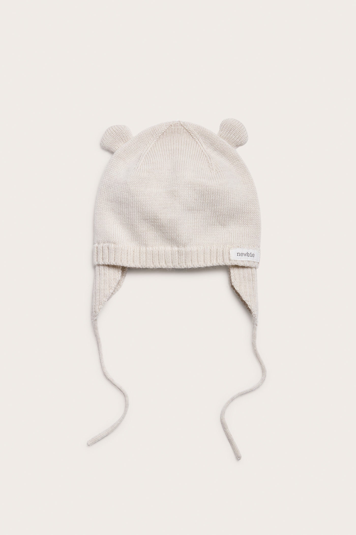 Baby grey merino hat with ear flaps