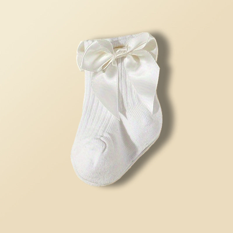 Satin Bow Pure Cotton Baby Socks