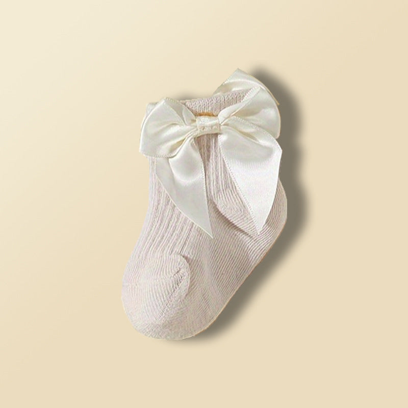 Satin Bow Pure Cotton Baby Socks