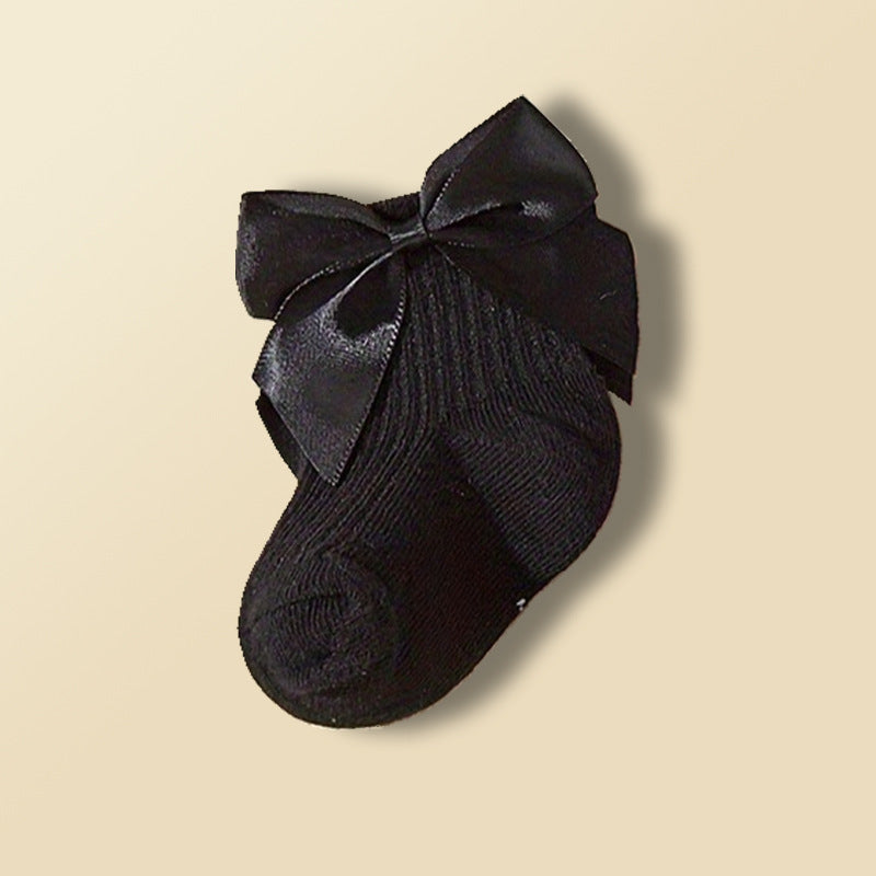 Satin Bow Pure Cotton Baby Socks