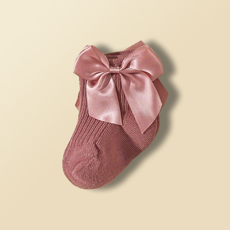 Satin Bow Pure Cotton Baby Socks