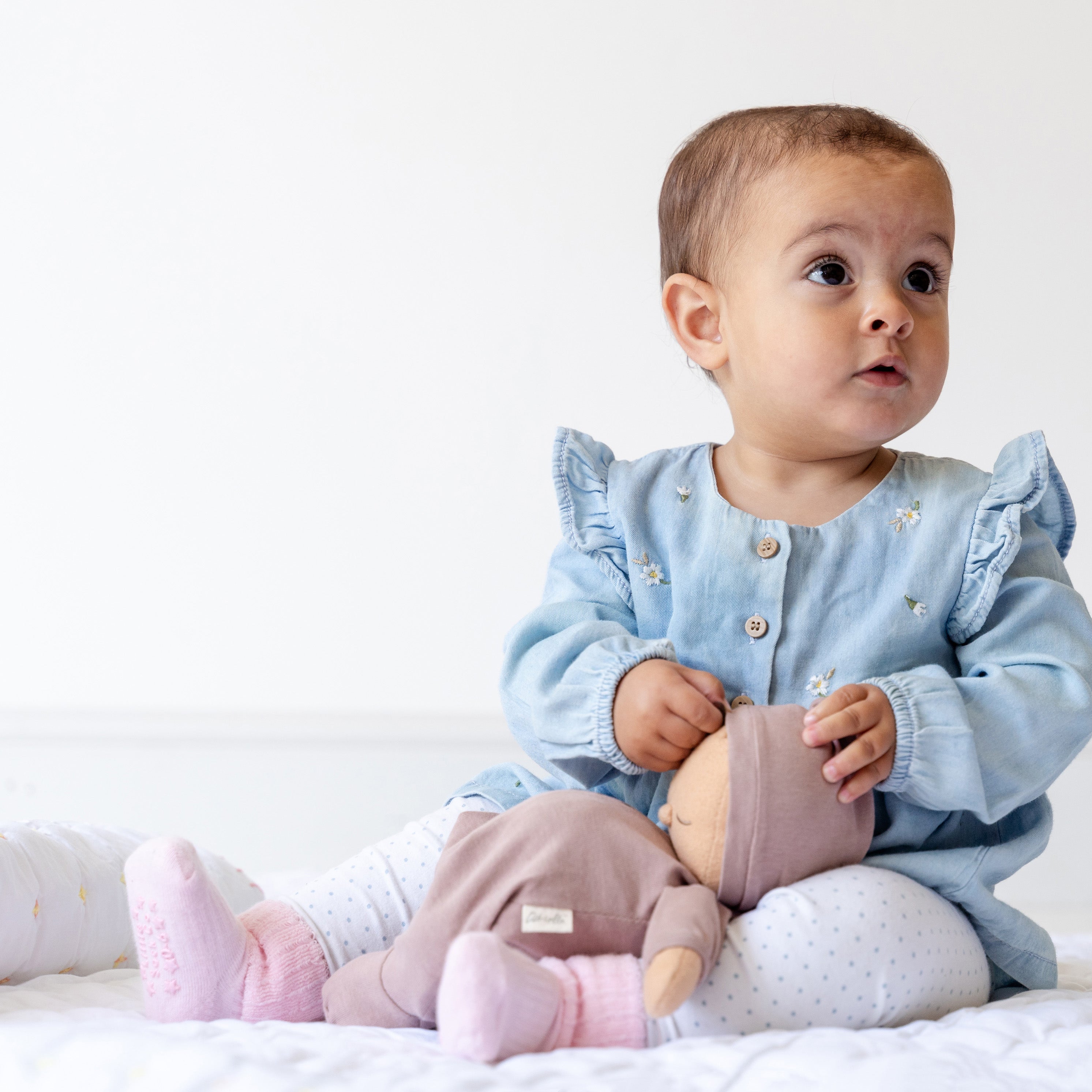 Cosy Stay On Winter Warm Non Slip Baby Socks - 5 Pack in Camille, Cloud Grey and Coral - 0-2 years