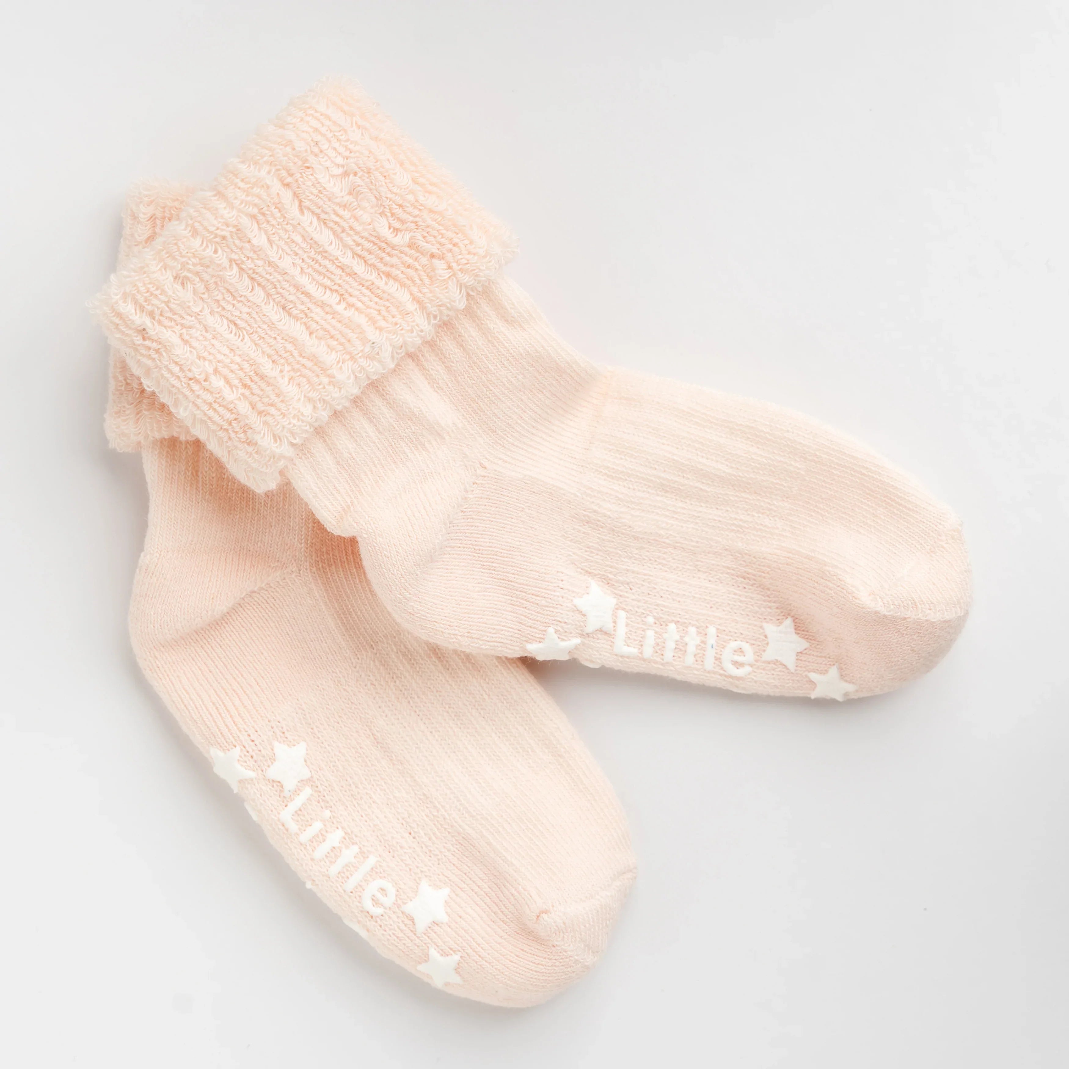 Cosy Stay On Winter Warm Non Slip Baby Socks - 5 Pack in Camille, Cloud Grey and Coral - 0-2 years